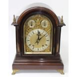 Late Victorian bracket clock with gilt and silvered arched dial with chime-silent and slow / fast
