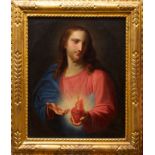 19th century Continental School oil on canvas - Christ with a burning lamp, in gilt frame,