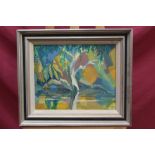 Nigel McIsaac (1911 - 1995), oil on board - Tree and Pool, signed, inscribed verso, framed,