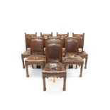 Of local interest: Good set of eight late 19th century oak and leather upholstered dining chairs