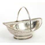 George III silver bonbon / sweetmeat basket of navette form,