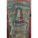 Fine 16th / 17th century Chinese Buddhist scroll delicately painted in muted tones with central