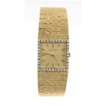 1970s gentlemen's Bueche-Girod 18ct gold and diamond wristwatch with manual-wind seventeen jewel