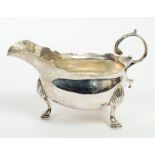 Fine quality late George II silver sauce boat of conventional form,