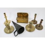 Collection of 18th / 19th century brass candlesticks,