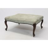 Large Victorian rosewood silk damask upholstered stool raised on cabriole legs CONDITION