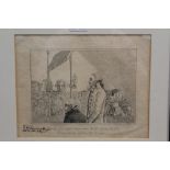 Late 18th century etching depicting George Barrington drawn from the life during his trial at the