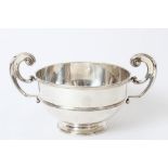Late Victorian silver two-handled bowl of cauldron form,