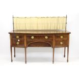 Good George IV mahogany satinwood crossbanded and boxwood line-inlaid bow front sideboard with rear