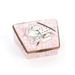 Highly unusual, circa 1800, German enamelled snuff box of trapezoidal form,