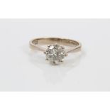 Diamond single stone ring, the brilliant cut diamond estimated to weigh approximately 0.