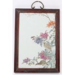 Chinese famille rose porcelain plaque painted with birds and flowers,