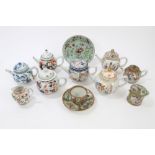 Collection of 18th century Chinese teapots - including blue and white, Imari and polychrome,