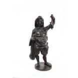 19th century Continental bronze figure of a merchant in 17th century attire,