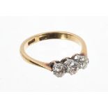 Diamond three stone ring, the three old cut diamonds estimated to weigh approximately 0.