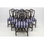 Set of six Hepplewhite-style mahogany shield back dining chairs,