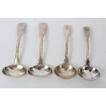 Pair George III silver Old English sauce ladles with engraved crests (London 1814), Eley & Fearn,