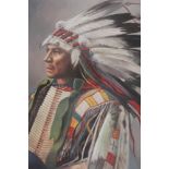 Pair of American School watercolour and gouache portraits of Native American Indian Chiefs,