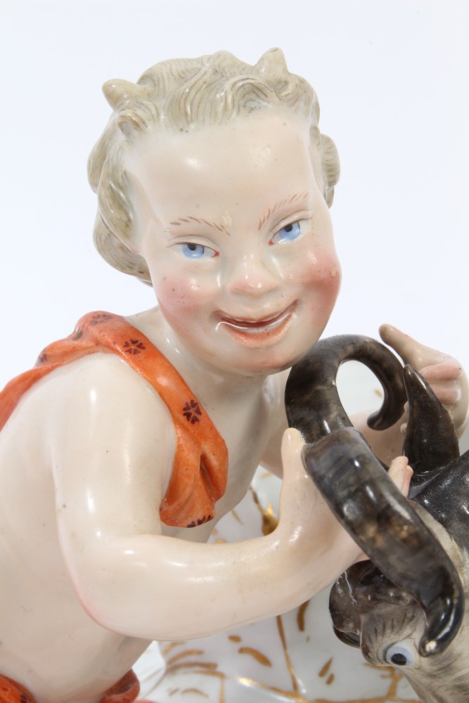 19th century German porcelain figure group of a boy with goat and grapes, - Image 2 of 8