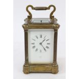 Good quality Victorian repeating carriage clock in brass case, the dial signed - Last Paris,