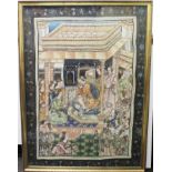 Indian painted silk panel,