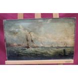 John Wilson, 19th century English School oil on canvas - shipping off the coast,