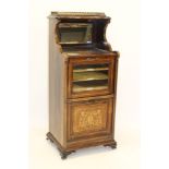 Edwardian rosewood and boxwood line-inlaid music cabinet,