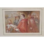 Charles Cattermole (1832 - 1900), watercolour heightened with white - The Procession, signed,