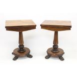 Good pair of William IV rosewood card tables of small size,
