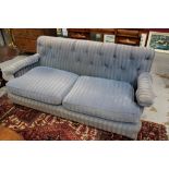 Victorian twin seater sofa with button upholstered back and square arms,