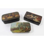 19th century painted papier mâché snuff box of rectangular form,