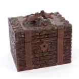 Late 19th century Black Forest carved lindenwood tea caddy,