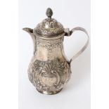 Late 18th century Irish silver coffee pot of baluster form,