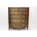 Very large Regency mahogany bow front chest with two short over four long graduated drawers,
