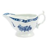 18th century Worcester blue and white sauce boat, circa 1770,