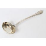 Victorian silver Grecian pattern soup ladle with engraved initial (London 1862),