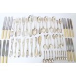 Selection of miscellaneous Georgian and later flatware - including pair tablespoons,