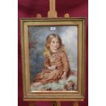 Henrietta Benson, Victorian English School watercolour - The Daisy Chain, in original gilt frame,