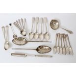 Selection of miscellaneous silver Georgian and later flatware - including four Scottish silver