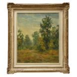 Luigi Comolli (1893 - 1976), oil on board - landscape with trees, signed, in glazed gilt frame,
