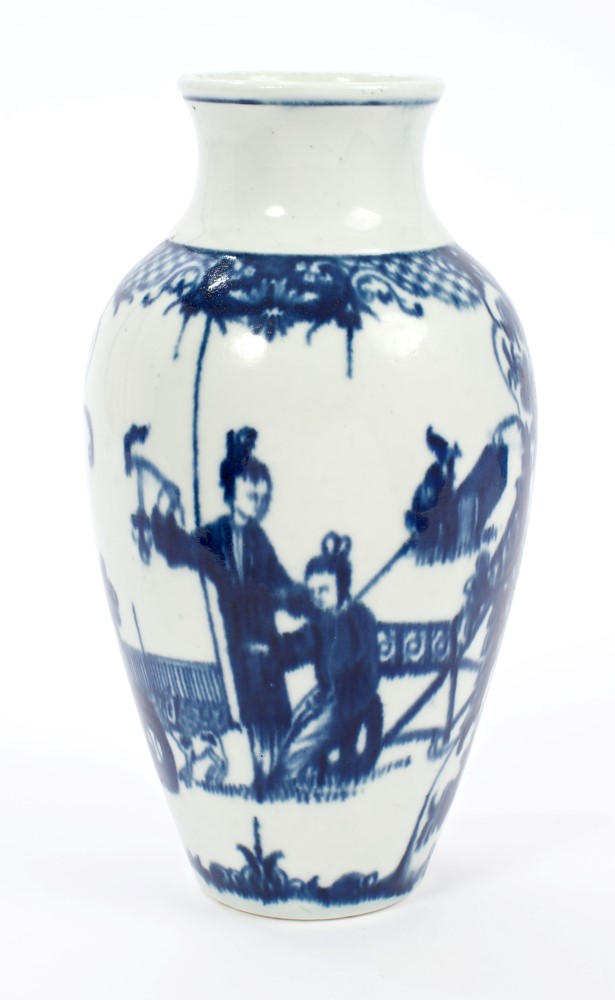 18th century Worcester blue and white ovoid vase, circa 1770,