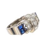 Art Deco Odeonesque diamond and sapphire cocktail ring,