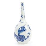 Chinese Qing blue and white bottle vase with painted hoho bird,