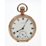 1920s gentlemen's 'State' open face pocket watch with State button-wind movement,