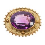 Victorian 15ct gold and amethyst brooch,