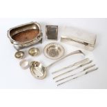 Selection of miscellaneous silver and silver plate - including a large rectangular cigarette box