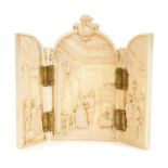 Rare 19th century carved Dieppe ivory triptych,