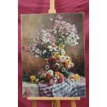 Early 19th century Continental School oil on canvas - still life of flowers in a vase,