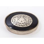 Early 18th century tortoiseshell and silver mounted snuff box of oval form,