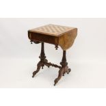 Victorian burr walnut and chess-top inlaid games table,